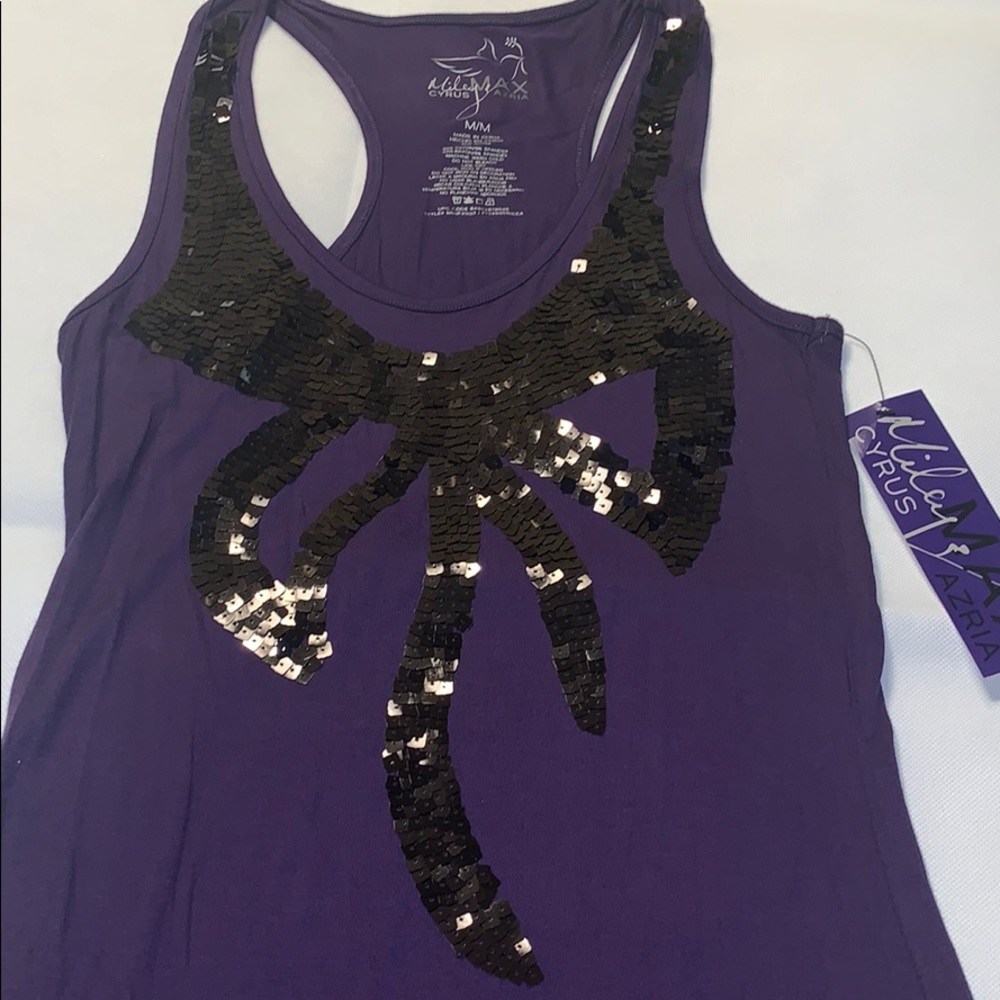 NWT Miley Cyrus Max Azria Sequin Bow Tunic Tank